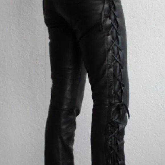 First Genuine Leather Motorcycle PantsLace-Up GussetHeavy Premium Leather